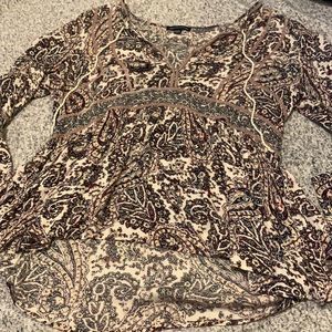 AMERICAN EAGLE • Floral Boho Blouse V-Neck w/ Bell Sleeves